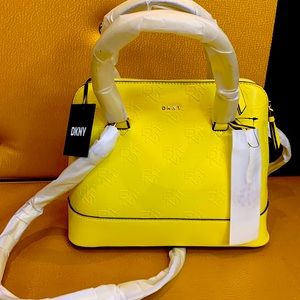 Big yellow leather Handbag with handle. A choice of hand strap/ shoulder strap